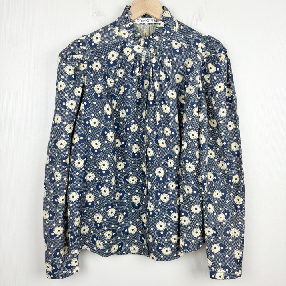 ALIX OF BOHEMIA Shirt Womens Large Blue Artemis Navy Daisy Shirt